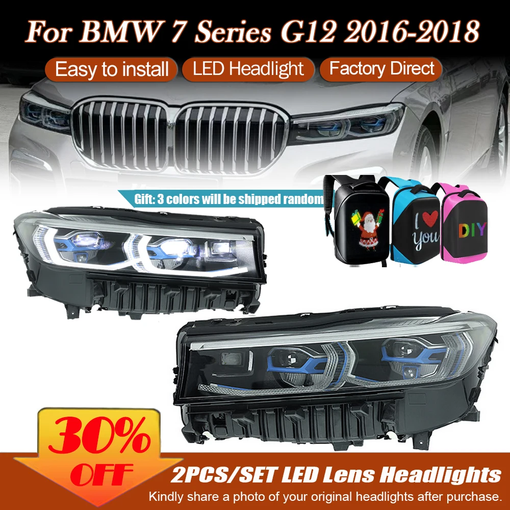 

LED Headlight Assembly for BMW 7 Series G12 2016 2017 2018 DRL Dynamic Turning Front Head lamps Lens Daytime Running Accessories