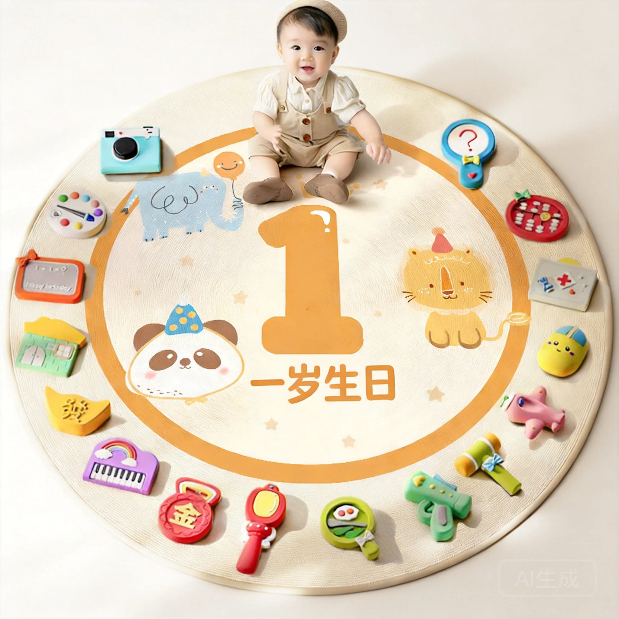 Chinese Traditional Zhuazhou First Birthday Party Decoration Set Fortune Predict Game Kit For 1 Year Old Baby Boys Girls Auspici