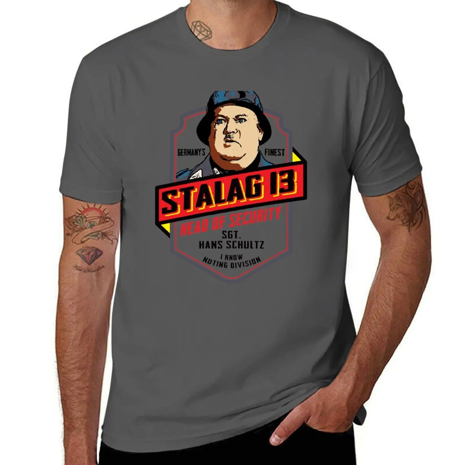 Stalag 13 Sgt. Schultz Head of Security Hogan's Heroes T-Shirt Man t-shirt tees summer top shirts men