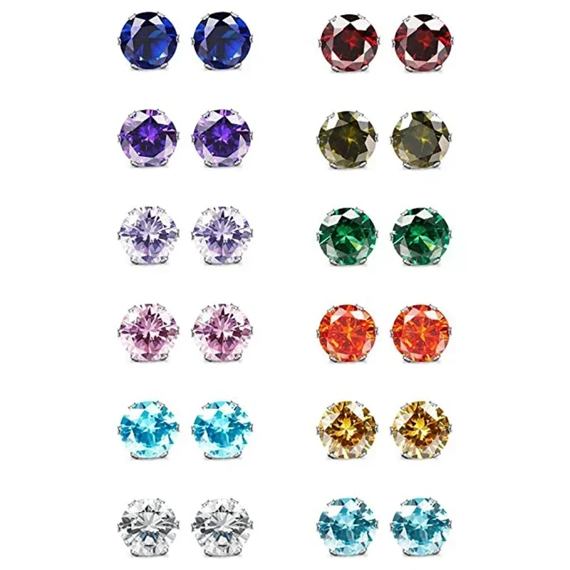 جديد بسيط جولة مكعب زركونيا وأقراط للنساء 12 الألوان المتاحة ارتداء اليومي موضة تنوعا مجوهرات ساخنة 2025 جديد #3