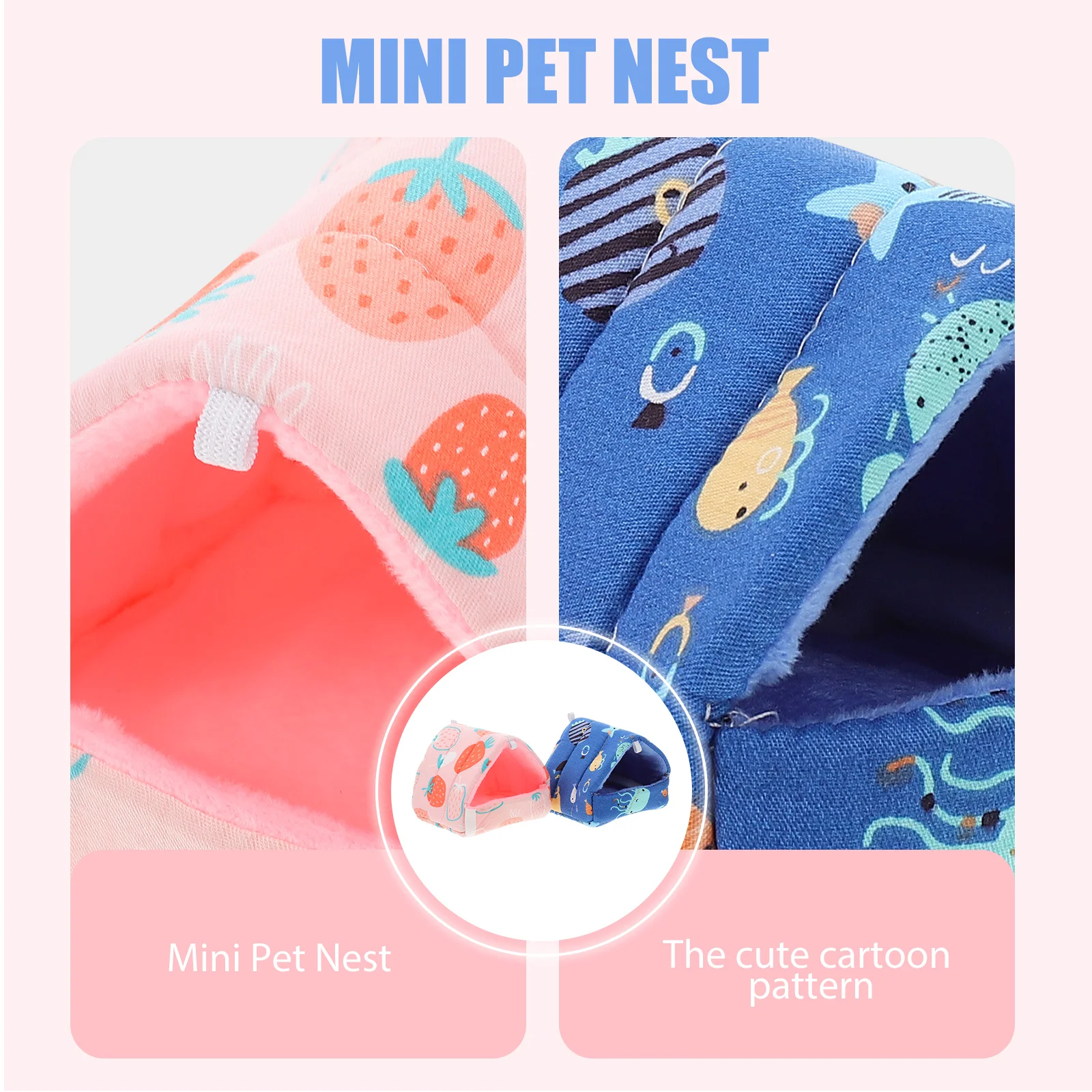

2pcs Cotton Small Bed For Hamster Squirrel Hedgehog Chinchilla Hideout Hut Mini Hideout Hut Pet Nest Pet Supply