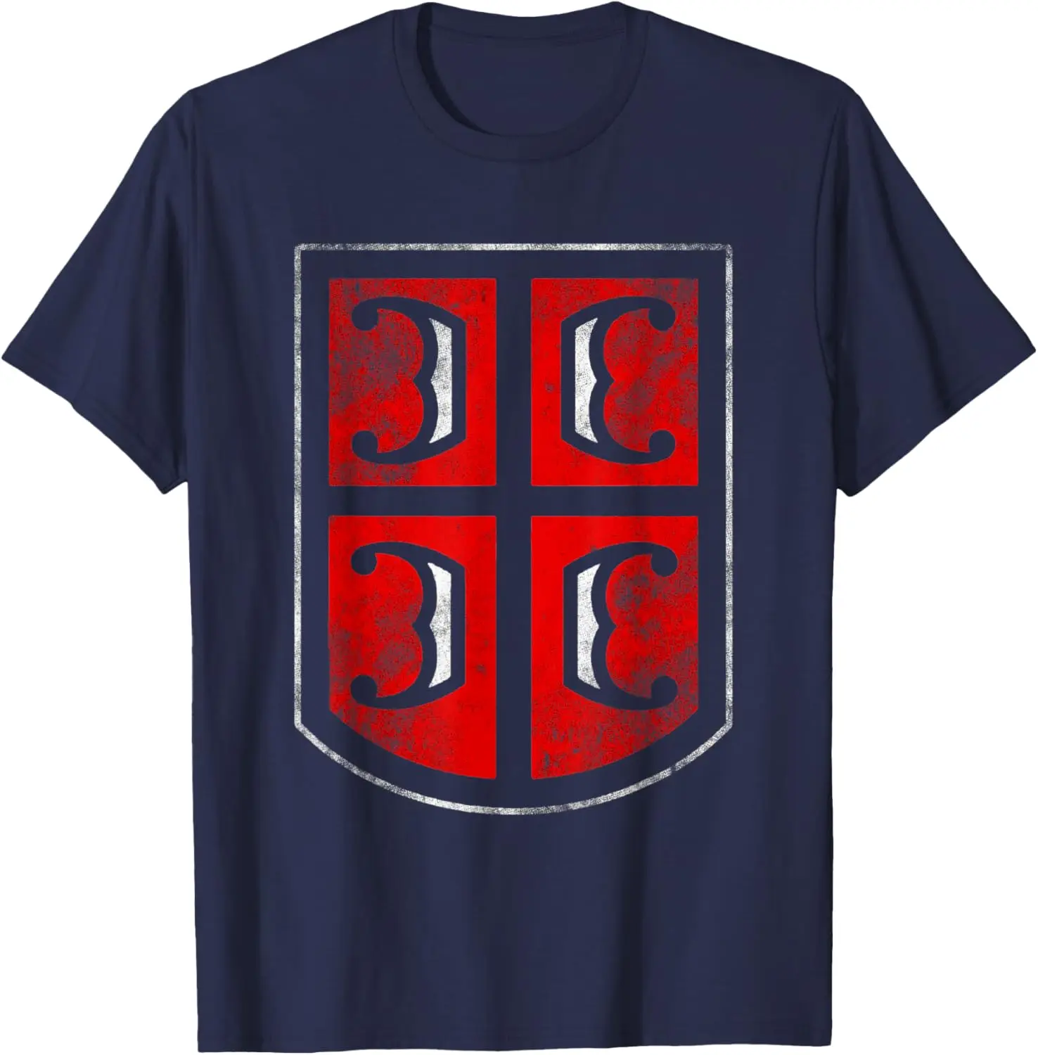 Serbia Serbian Serb Coat of Arms Flag CCCC T-Shirt Short Sleeve Casual 100% Cotton Shift