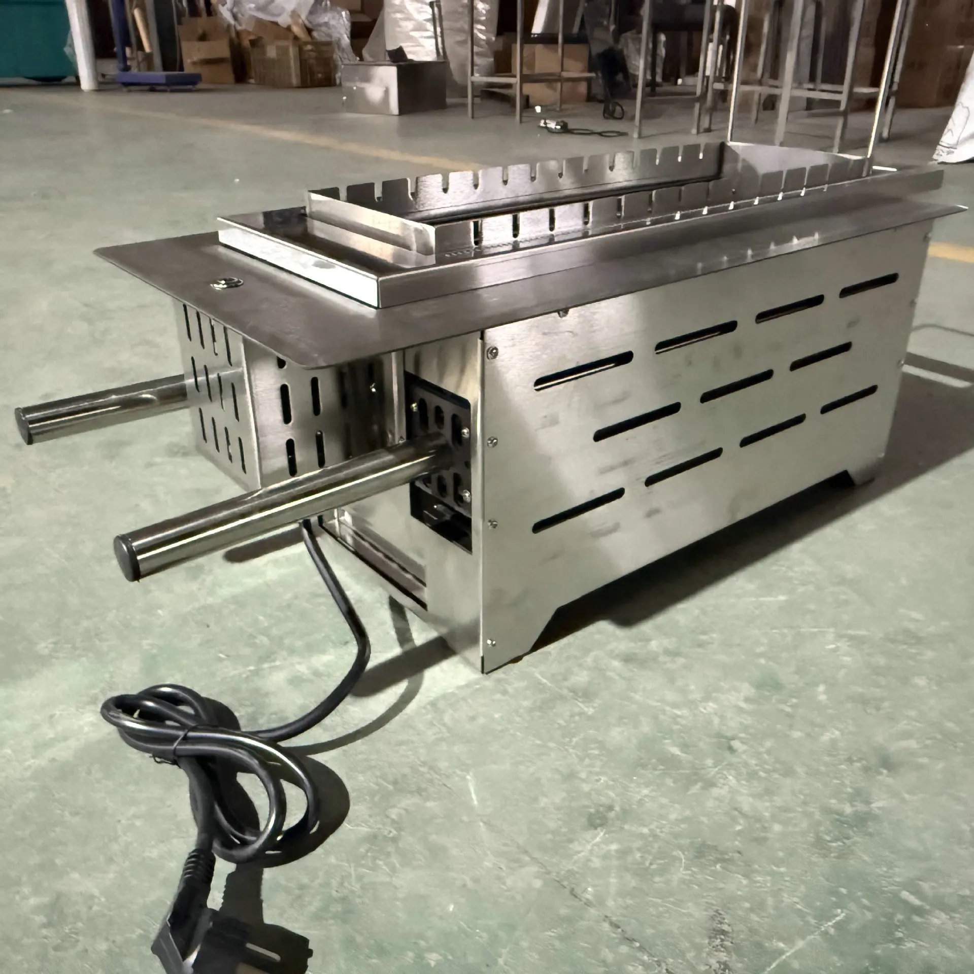 Environmentally friendly smokeless commercial automatic rotating barbecue oven, electric oven machine for self-service barbecue