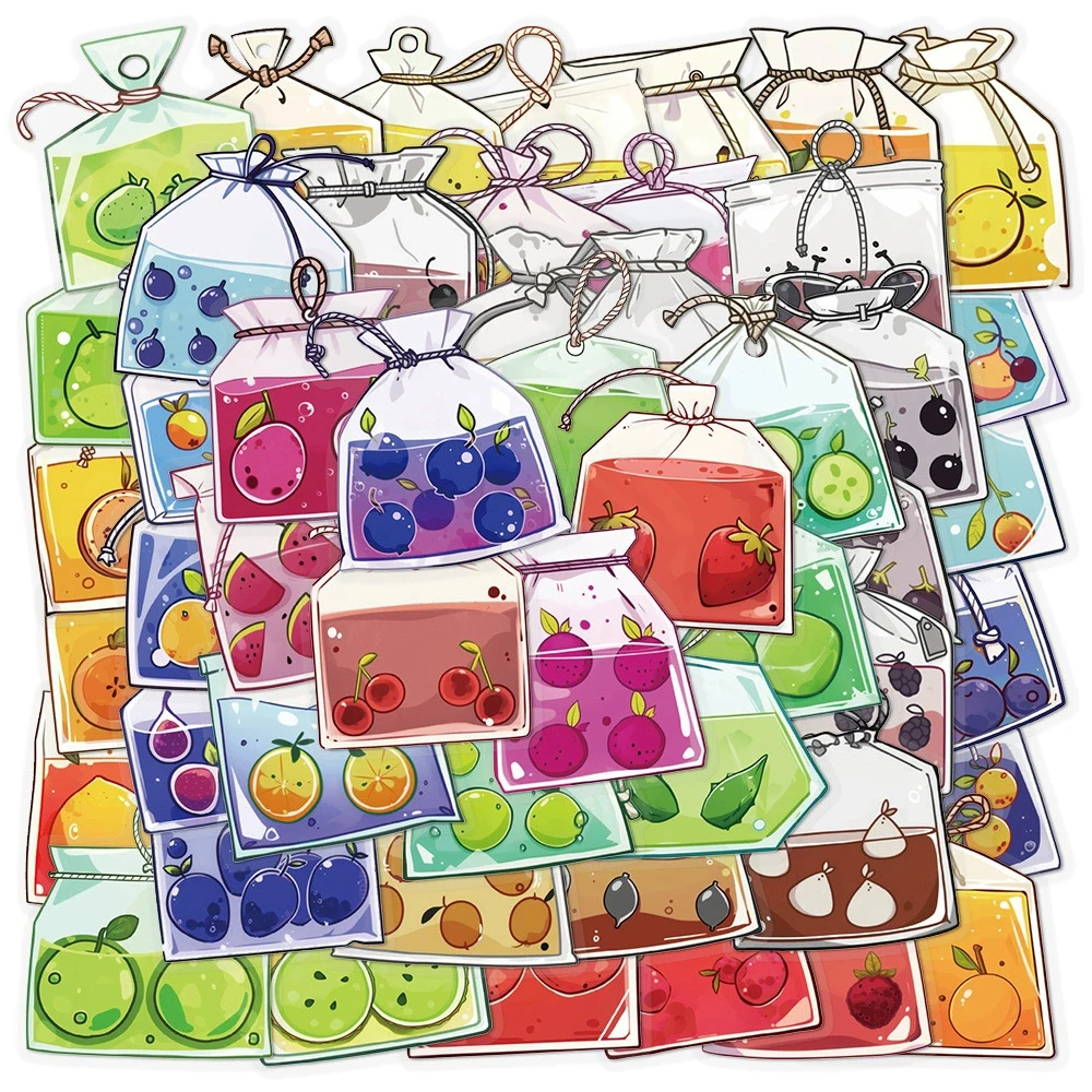 

10/30/50pcs Transparent INS Style Fruit Tea Bag Drink Stickers Cartoon Kid Decals Toy DIY Notebook Laptop Suitcase Cute Sticker