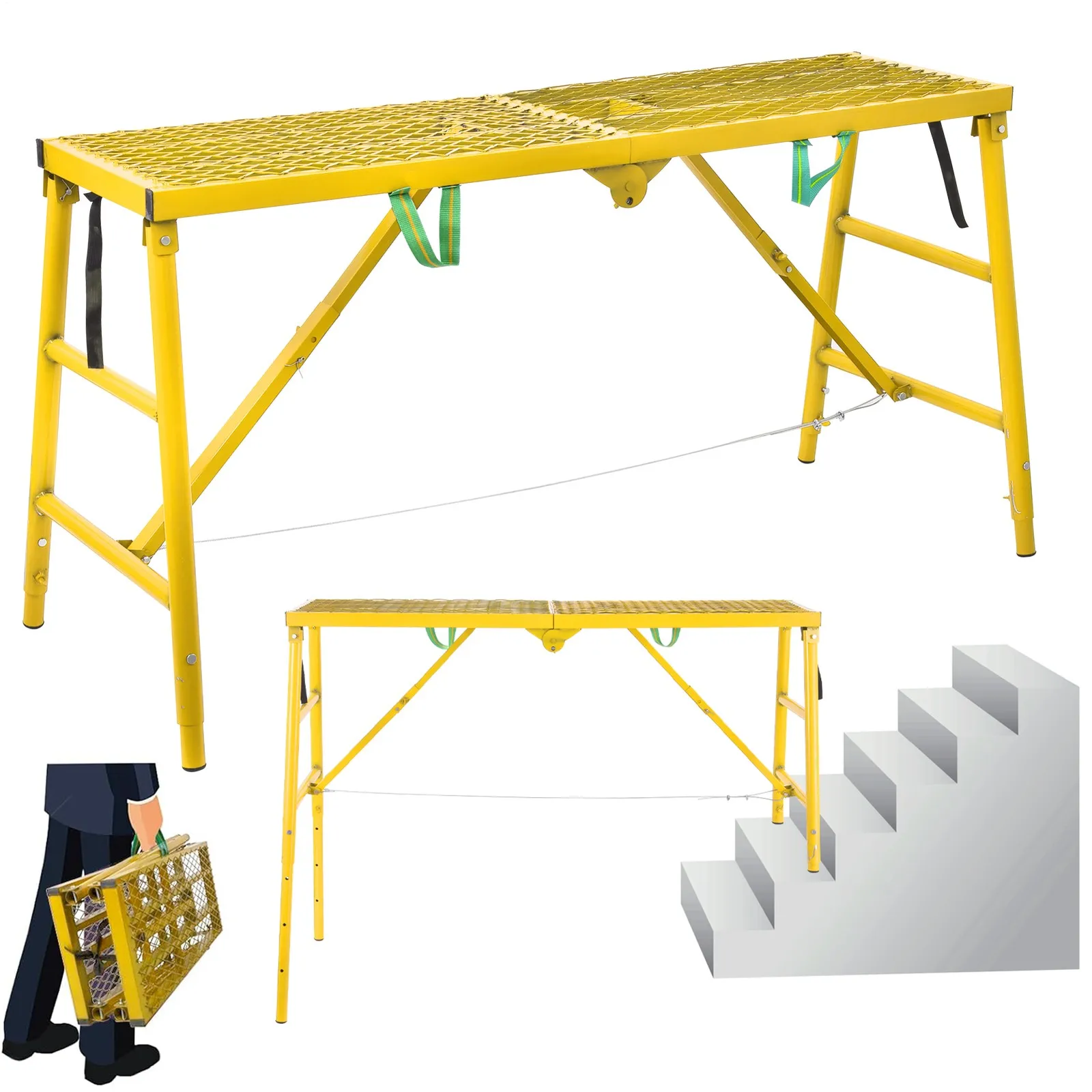

Work Platform Adjustable Height Portable Scaffolding Platform 770 lb Load
