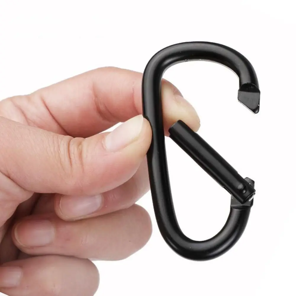 5pcs Black Aluminum Alloy Carabiner Outdoor Spring Snap Clip Water Bottle Hooks Keychain Outdoor Climbing Camping Hiking Tool