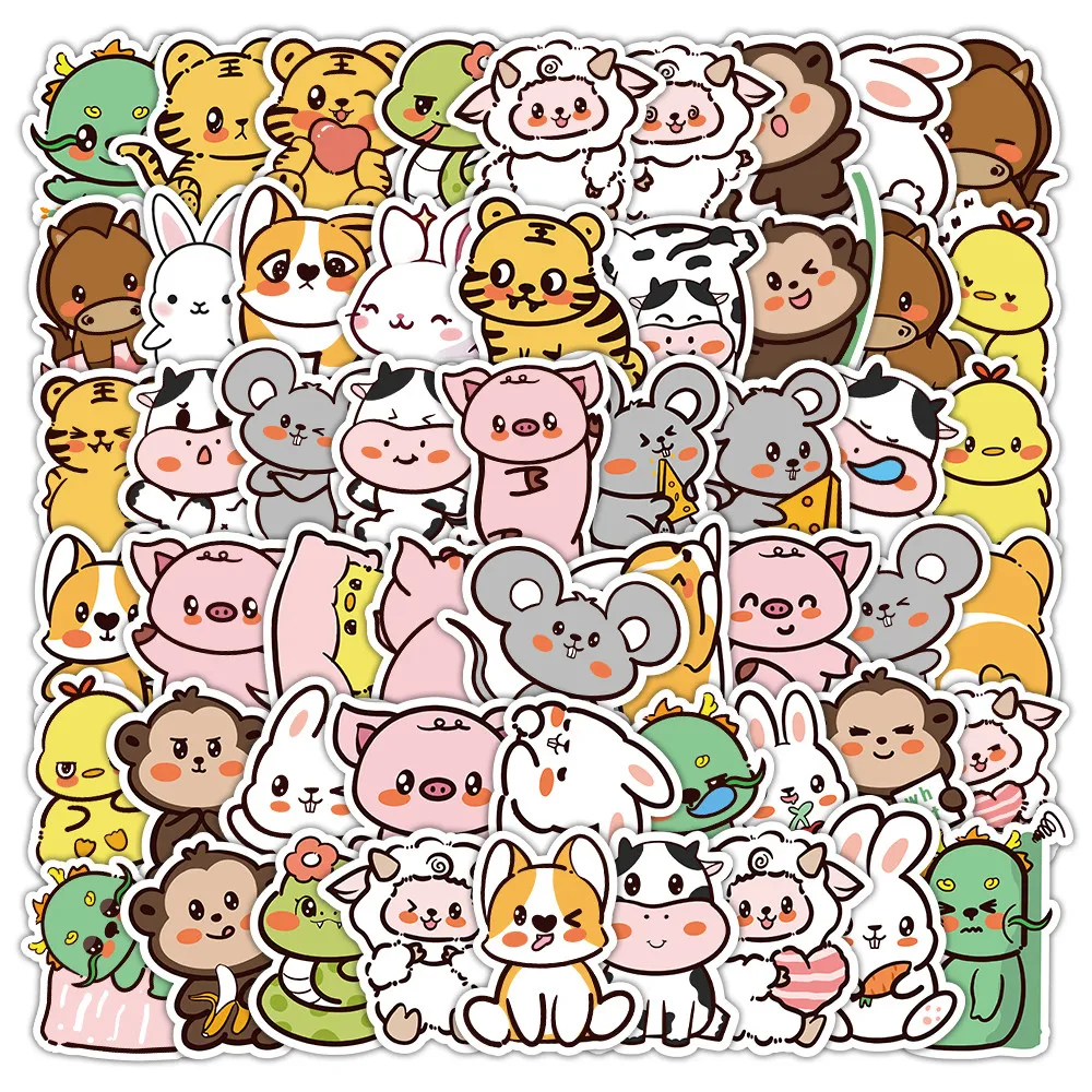 

63 шт. традиционные китайские наклейки со знаком зодиака — классические наклейки с животными для журналов, багажа, коллекции планировщиков LanLanStickersWorld