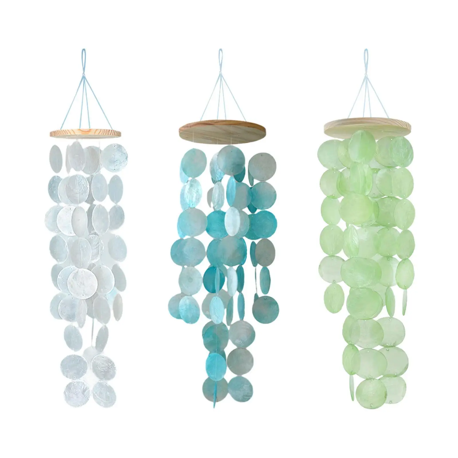 Shell Wind Chimes Decoration Wiht Hanging Strings Melodious Sound 12x45cm Handicrafts for Trees, Fences