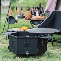 Large Outdoor Portable Wood Burning Fire Pit Quick Removable Cooking Grill Charcoal BBQ Grill