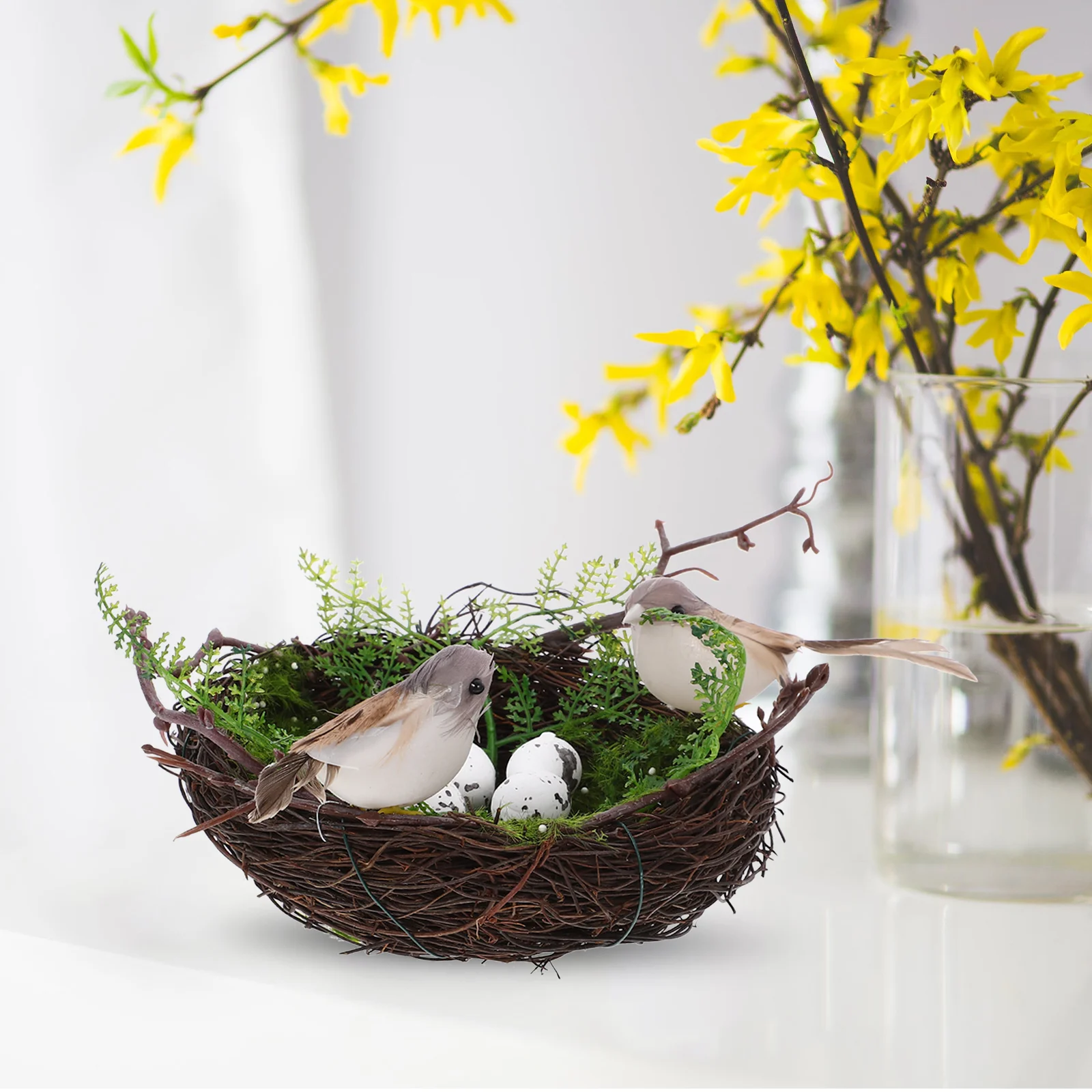 

Decorative Bird Nest House Birdcage Vine with Simulation Eggs Artificial Ornament Mini Child