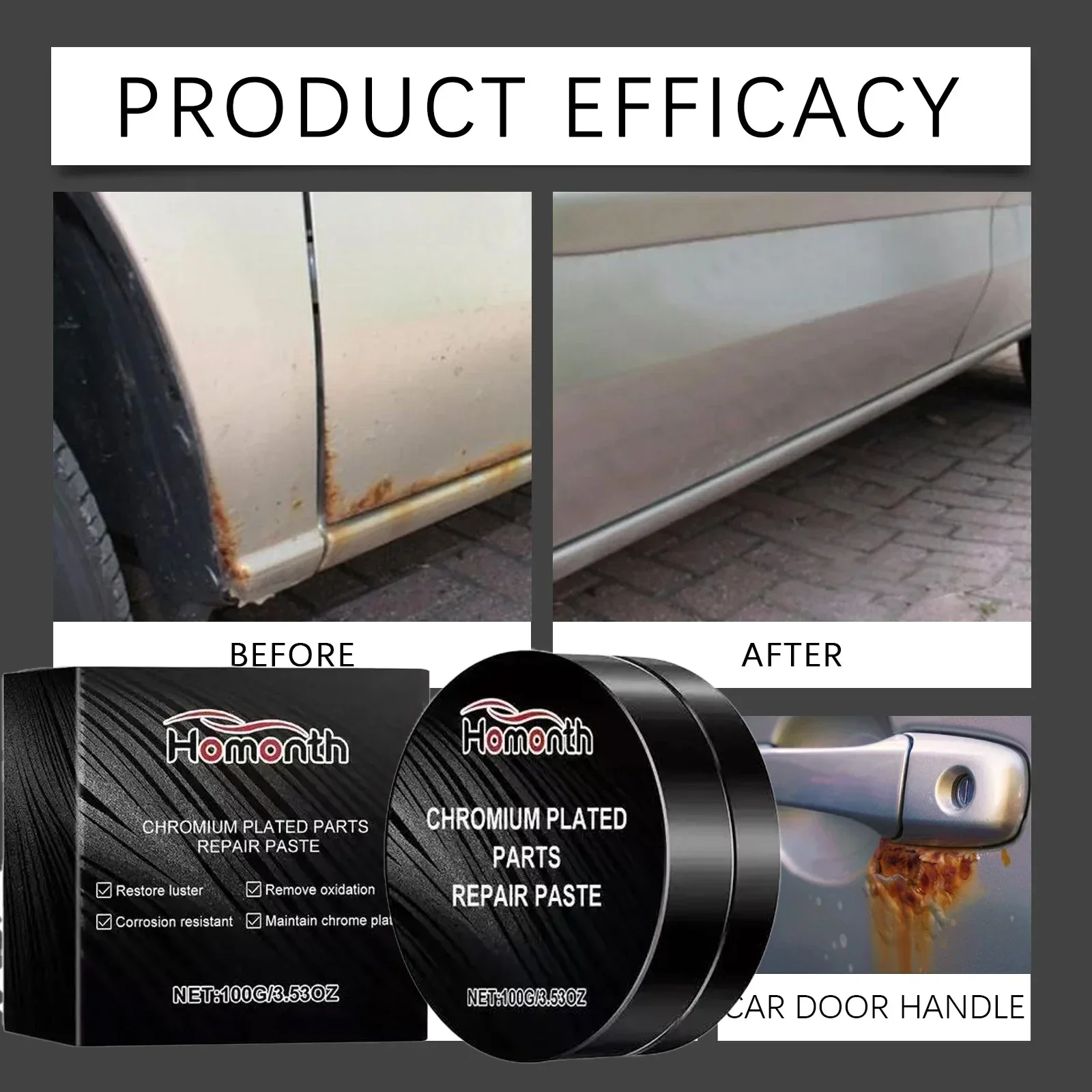 QC19Metal Restoration Paste - Deep Clean & Renew Shine on Car Chrome, Wheels and Motorcycle.