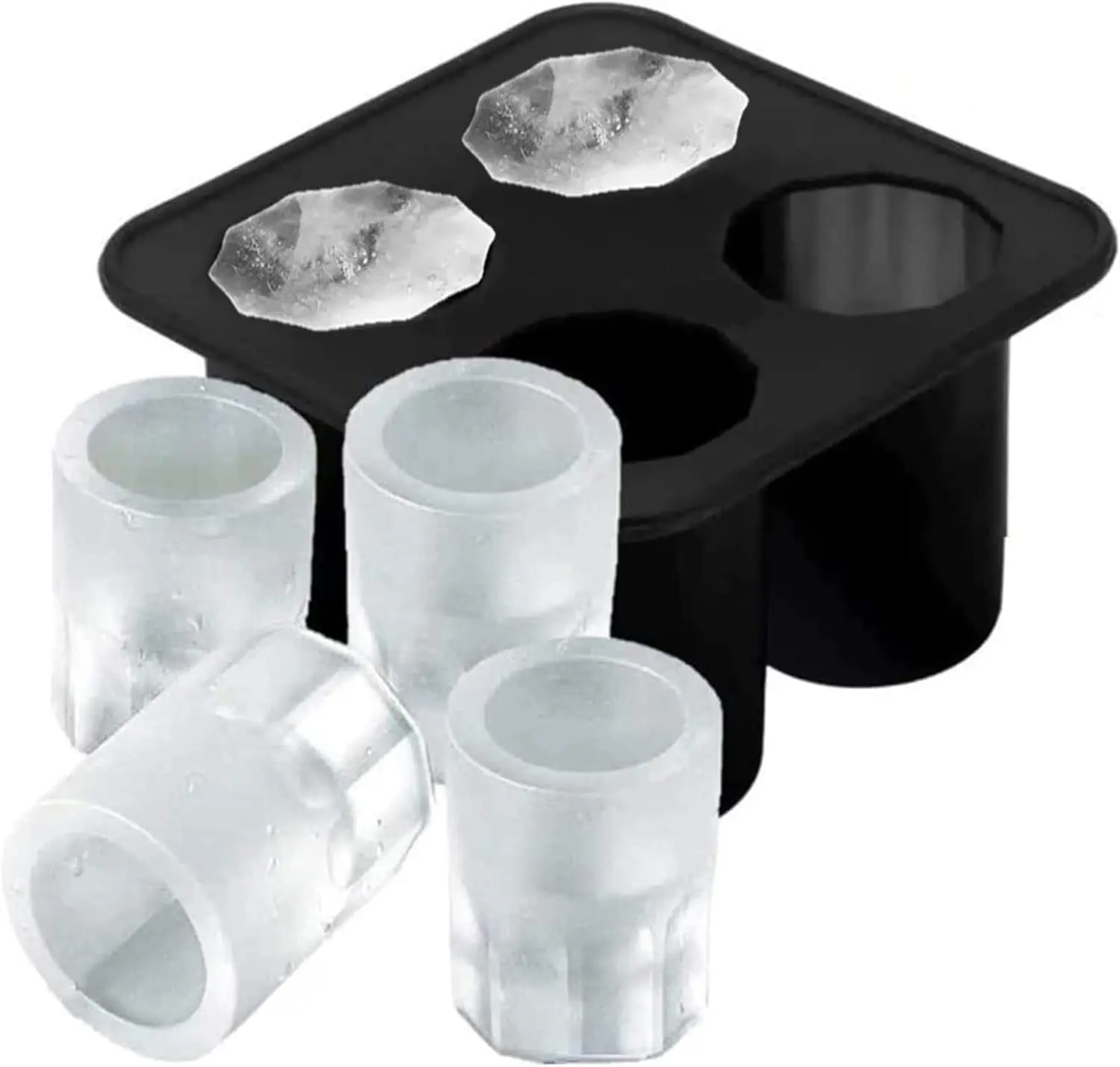 

Reusable Silicone Shot Glass Ice Molds - 4 Cavities, 1 oz Each, 1.3 Inch