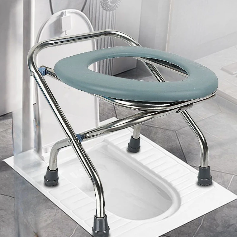 Stainless Steel Folding Toilet chair for Elders Pregnant Women Squatting Pit Artifact Squatting Toilet Stool Bathroom Chairs