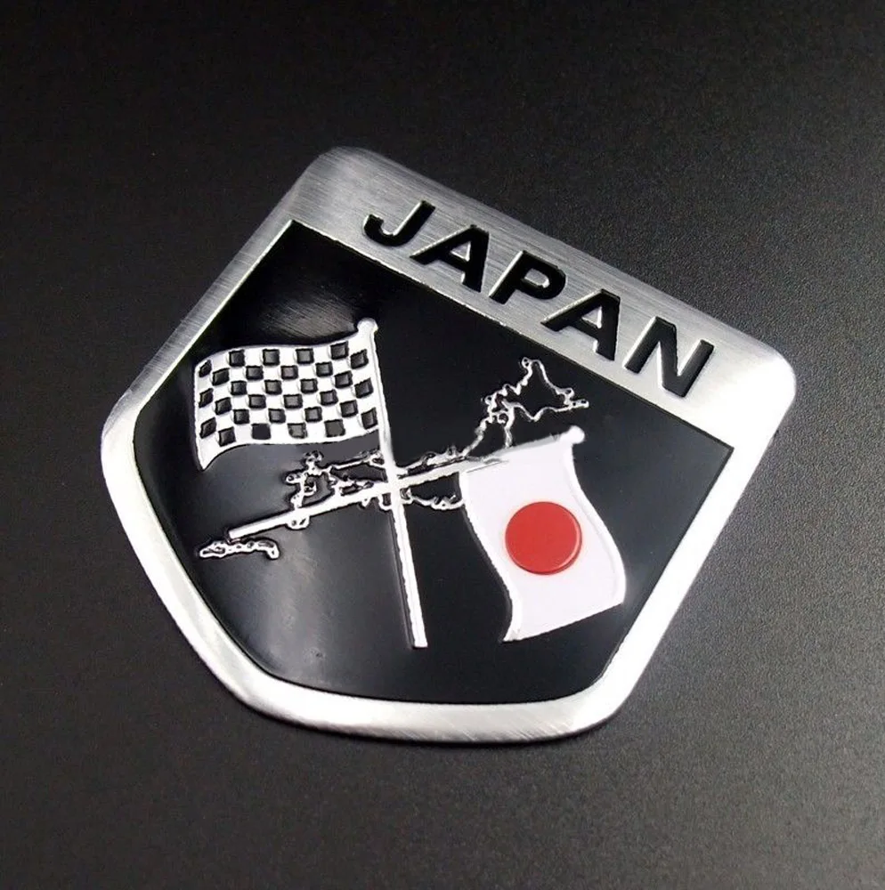 1x Japan Japanese Flag Shield Emblem Metal Badge 3D Metal Motorcycle Sticker Decor Motorcycle Accessories for Yamaha Suzuki BMW