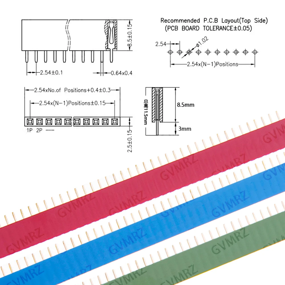 10PCS/Lot 2.54mm 40P Single Double Row Male to Female Header Strip, Straight Pin Connector for Integrated Circuit Board Prototyp