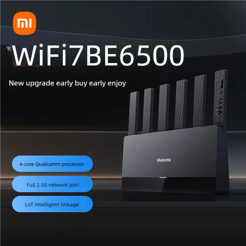 Xiaomi Router BE6500, WiFi7, 2.4, 5GHz, Dual Bands, 160Mhz, 6453Mbps, Gaming Acceleration, 2.5G Ethernet Port, 6 antennas