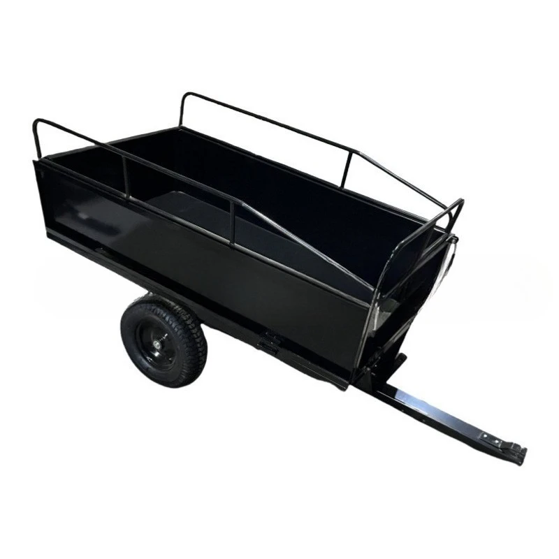 2025Atv Rimorchio da giardino Rimorchio da traino Carrello di scarico per rimorchio ATV per carichi pesanti con pareti laterali rimovibili
