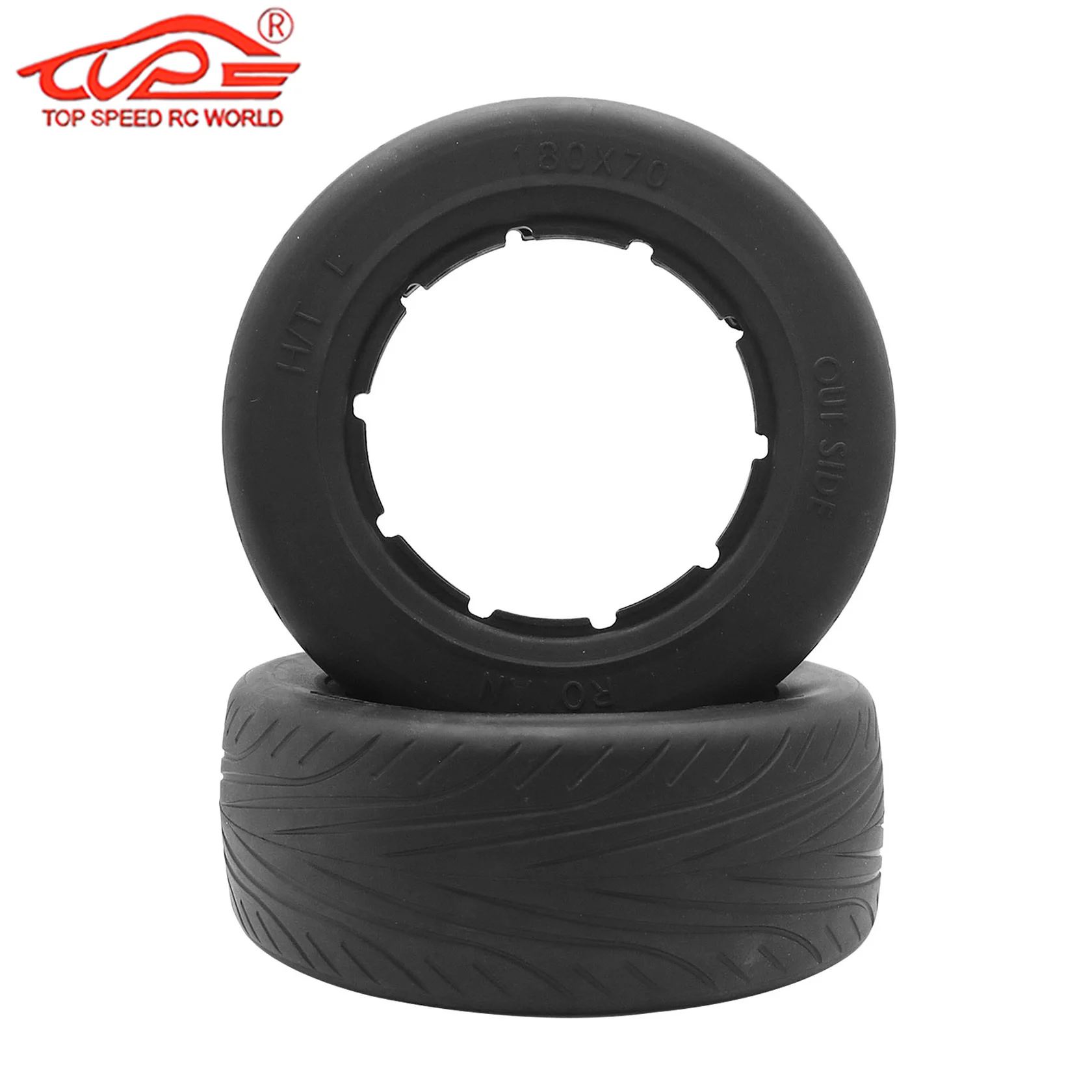 Piel de neumático de carretera de 180x70mm, 2 piezas para escala de coche teledirigido 1/5 Losi 5IVE-T ROFUN ROVAN LT KING MOTOR X2 BAJA 4WD SLT DTT QL FID, piezas de camión