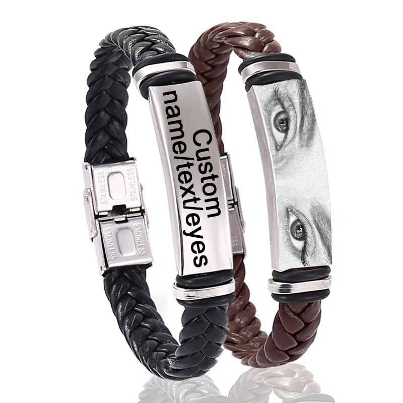 

Персонализированный браслет для глаз Браслет на заказ Персонализированный браслет с фотографией Ювелирные изделия с изображением глаз на заказ Пара с гравировкой имени/тексту Подарок