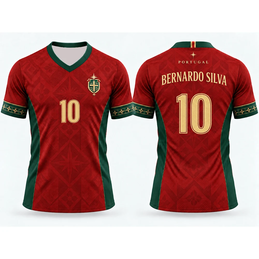 Men's V-neck Jersey, Cristiano Ronaldo, Portugal National Team Jersey of the Same Name, Breathable Quick Drying Sports Top