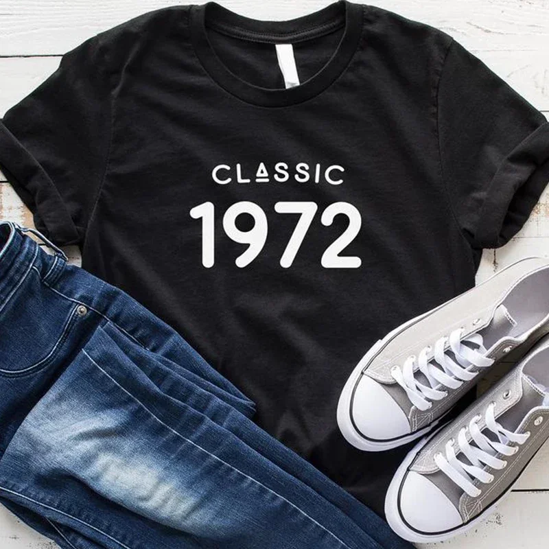 2024  Streetwear Tee Shirt Vintage 1972 T-Shirt Women 52 Years Old 52nd Birthday Gift Girls Mom Wife Daughter Party Top Ts