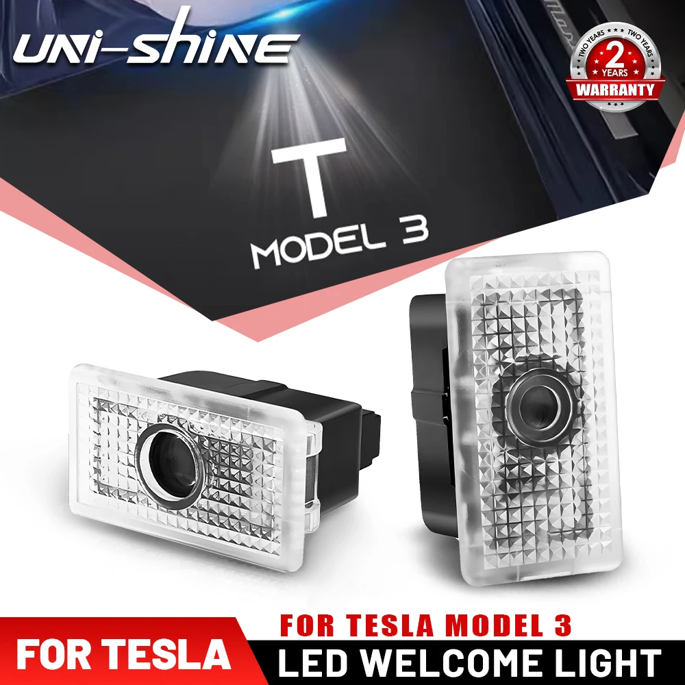 HAOLIDE For Tesla Model 3/Y Door Lights Projector Upgraded Ultra-Bright LED Shadow Light Never Fade Welcome Lights 1Pair