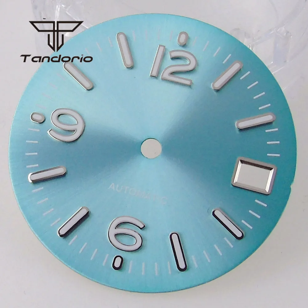 Black/White/Blue 29mm Watch Dial Face Hands Set Green Luminous Wristwatch Accessories Parts Fit NH35 NH35A Automatic Movement