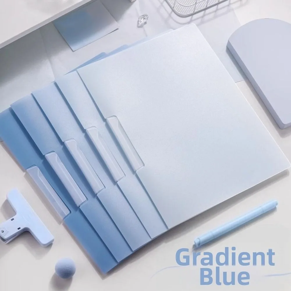 

5Pcs Gradient Design Rotating Side Opening Folder Waterproof Dustproof A4 File Folder with Label Morandi Paper Organizer