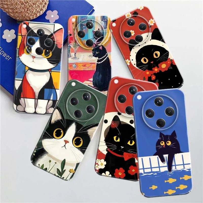 Coque rigide pour téléphone OPPO Find Reno 15 14 13 12 11 11F X9 X8S X8 X5 A97 A58 A6 Pro Ultra Max, motif chaton de dessin animé mignon