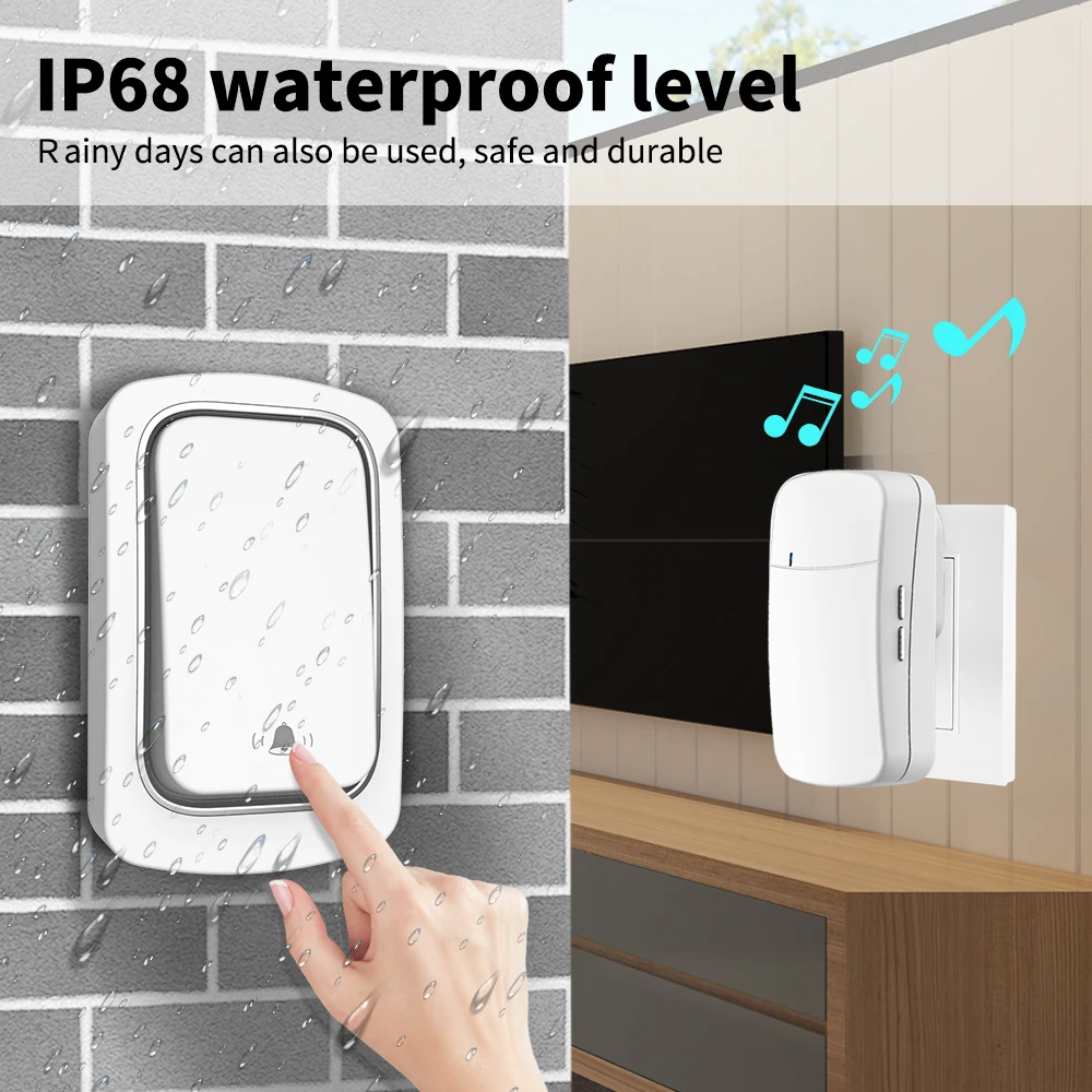 Self powered wireless doorbell waterproof outdoor self generating button Home doorbell Hotel hotel doorbell