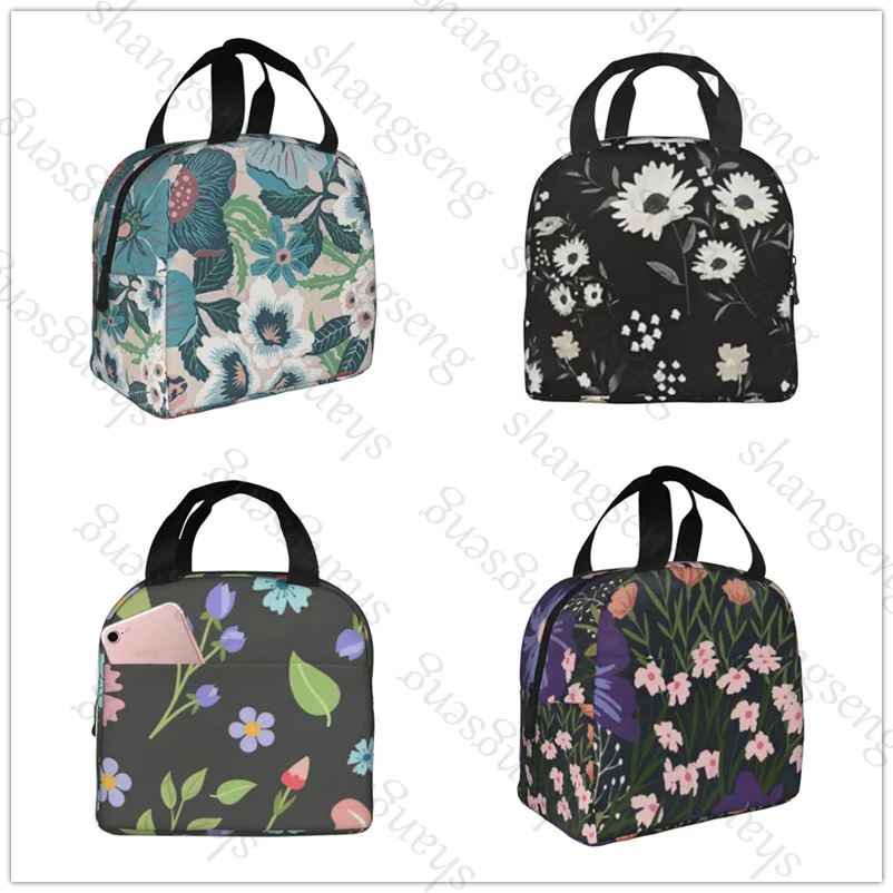 

Cartoon flower pattern Lunch bag insulated lunch box bag students and office workers carry lunchs box bag insulated Lunch Pack