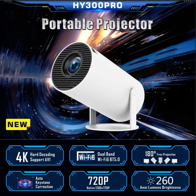 Projektor Ditong 4k 1080P Mini LED przenośny WIFI Full HD Android 1280*720P do kina domowego projektor dla filmów HY300 pro