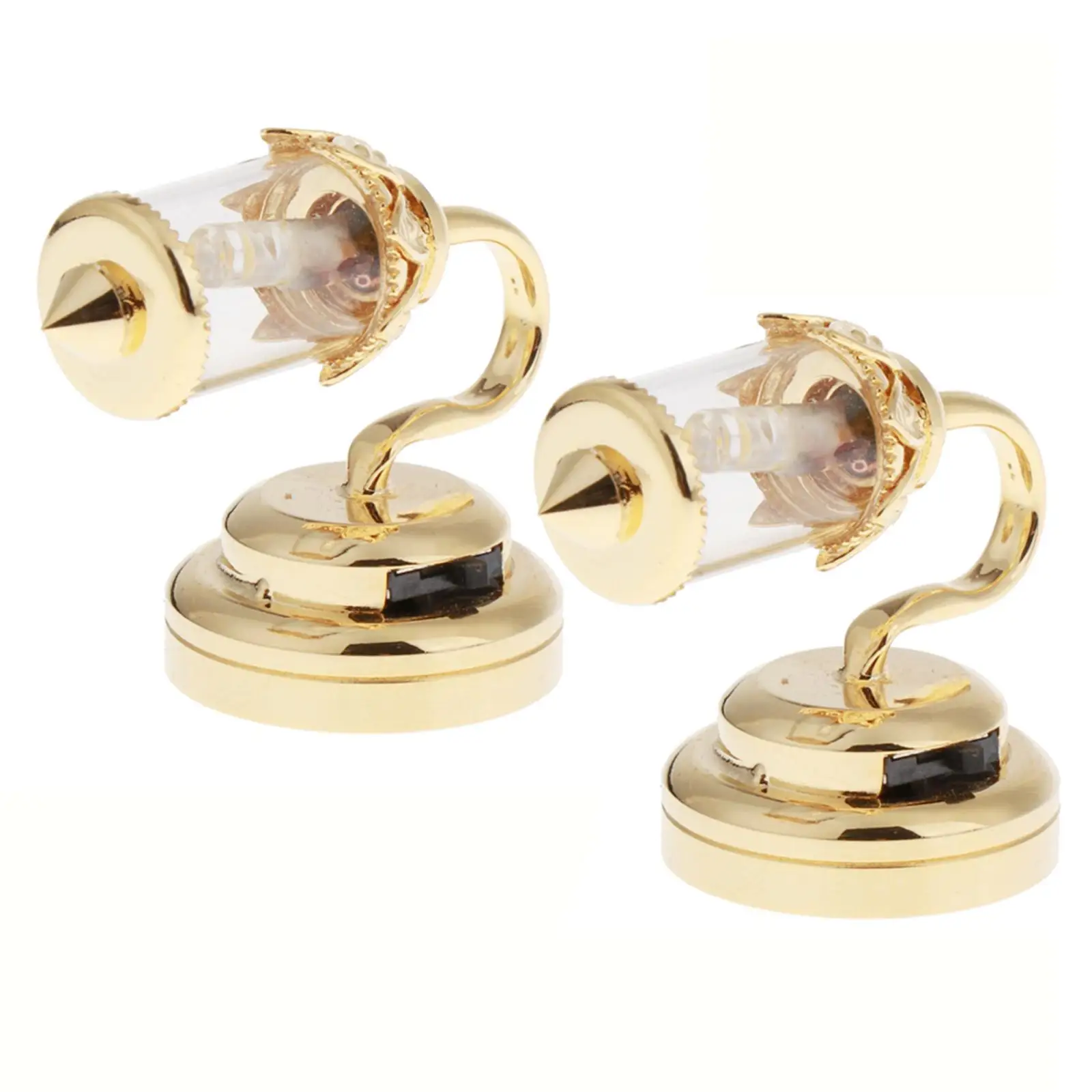 1 12 Dollhouse Accessories Battery Operated Wall Lamp Gold Plated Base for Miniature Furniture