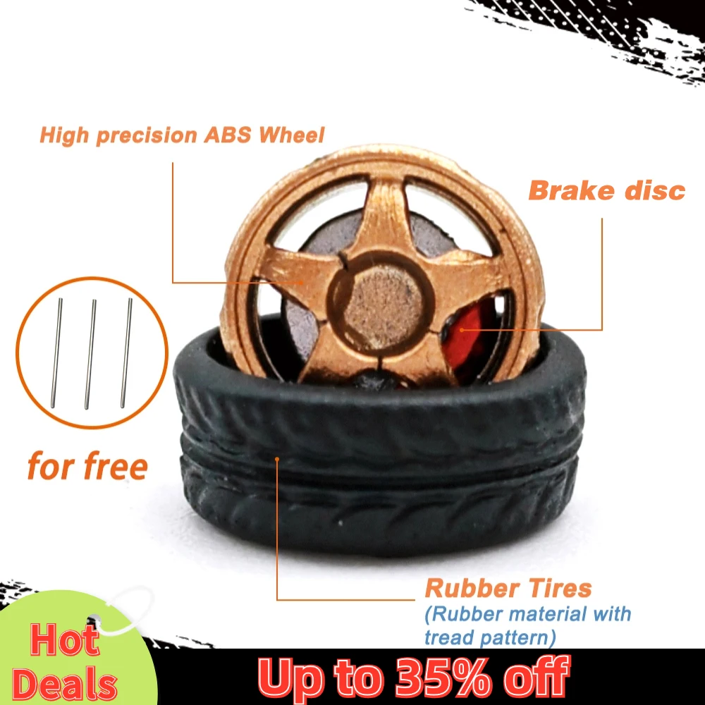Kicarmod 1/64 модель автомобиля ABS колеса с резиновыми шинами, детали для установки тормозного диска диаметром 8,5 мм для модели автомобиля Tomica MINI GT