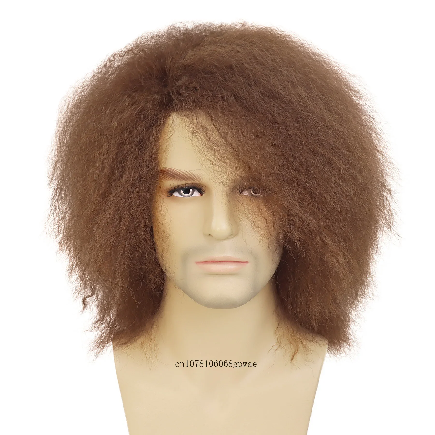 Men's Synthetic Afro Explosion Hair Brown Wig Fluffy Curly African Wigs Daily Costume Party Use Halloween Disco Rocker Male Wig