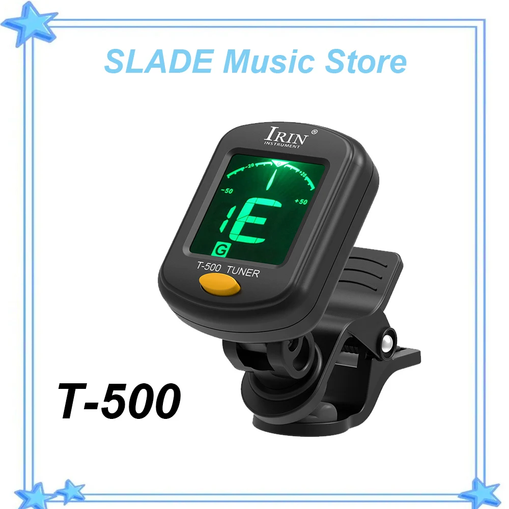 Irin T-500 afinador de guitarra rotativo clip-on sintonizador display lcd para guitarra acústica cromática baixo ukulele peças acessórios