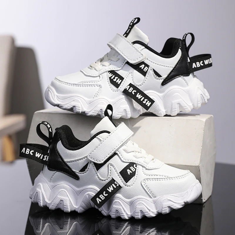 

Children Sneaker Boys Shoes Fashion Luxury Design Kids Footwear Casual Tennis Shoes Autumn White PU Leather Sneaker for Boy