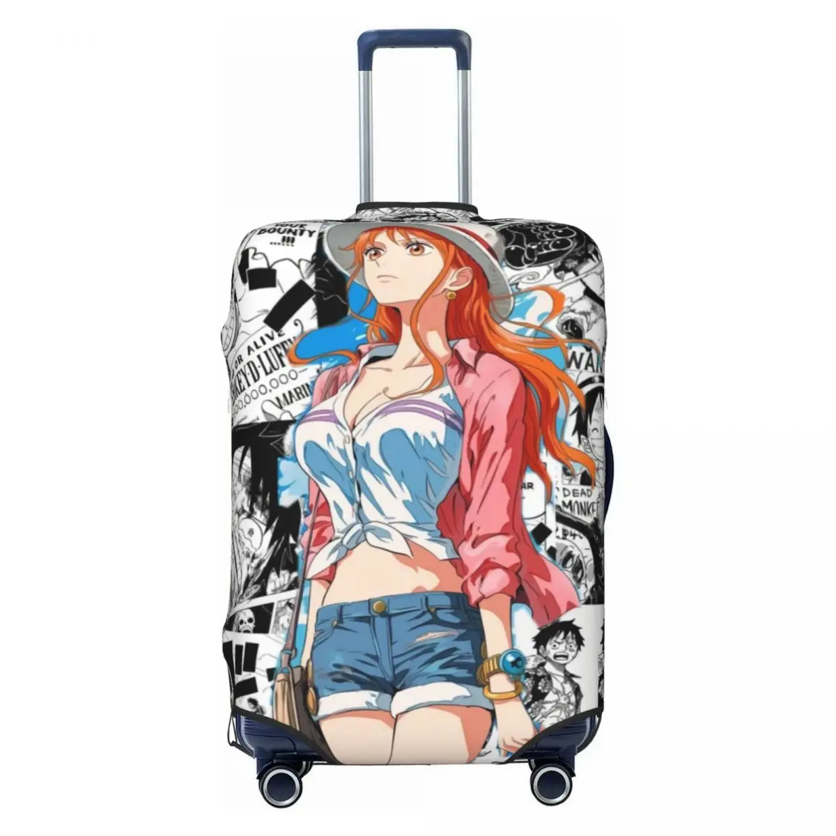 

Чехол для чемодана с аниме-персонажем Луффи, моющийся, защитный, подходит для чемоданов 18-32 дюйма