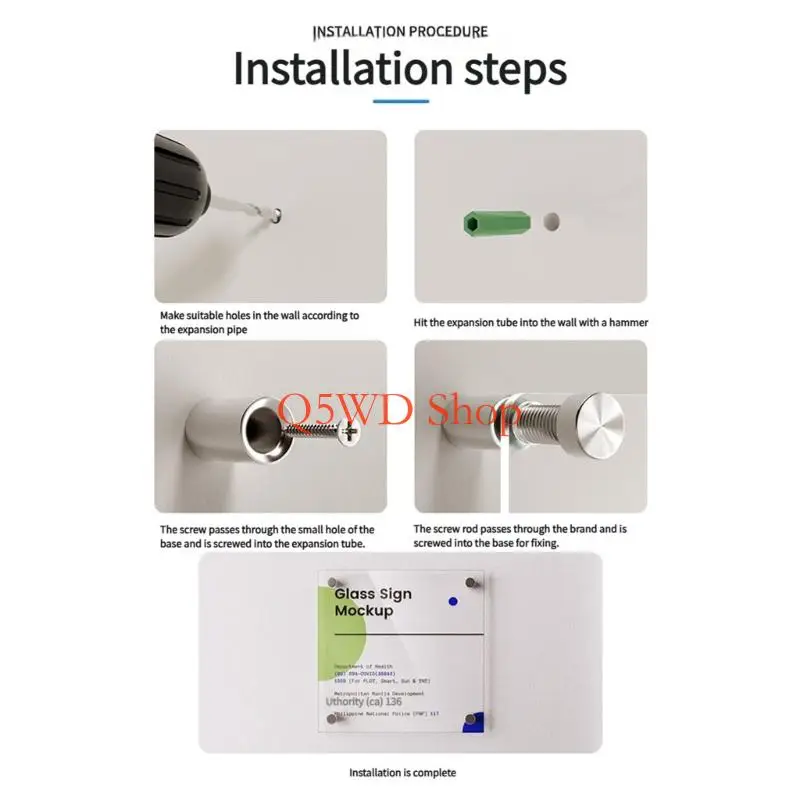 Q5WD 10Pcs Glass Fasteners Rustproof Advertising Board Screw Fixing Enduring
