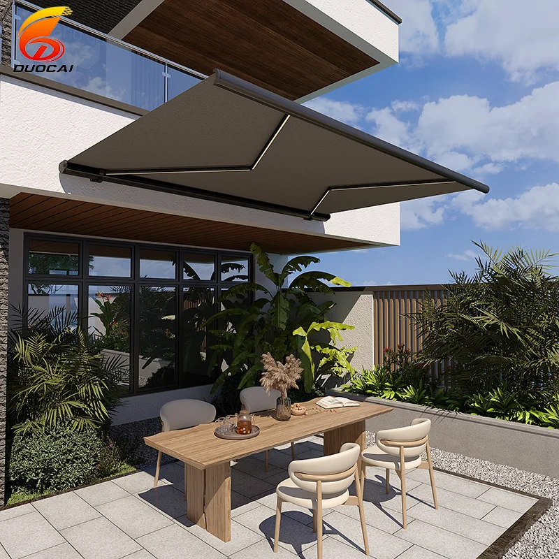 

2025 Electric Full Box Retractable Aluminum Folding Arm Outdoor Courtyard Garden Awning Modern Electric Remote Control Window