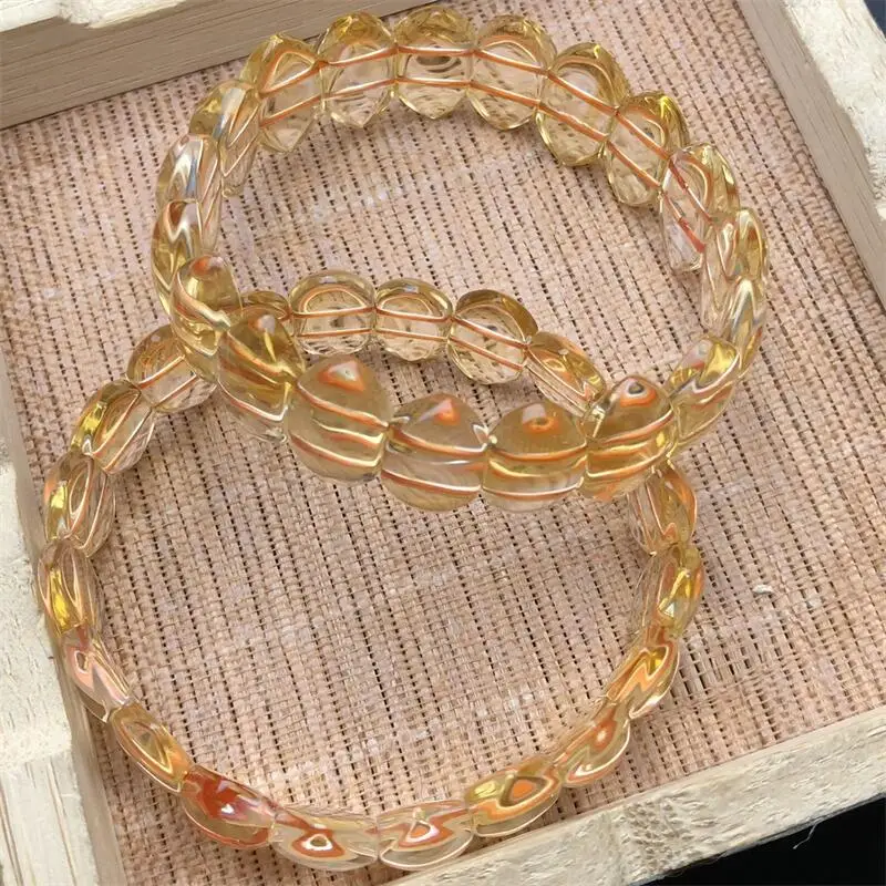 Natural Citrine Bangle Women Charm Simple Circle Strand Bangles Yoga Energy Wrist Jewelry Gift 1PCS 17X9MM