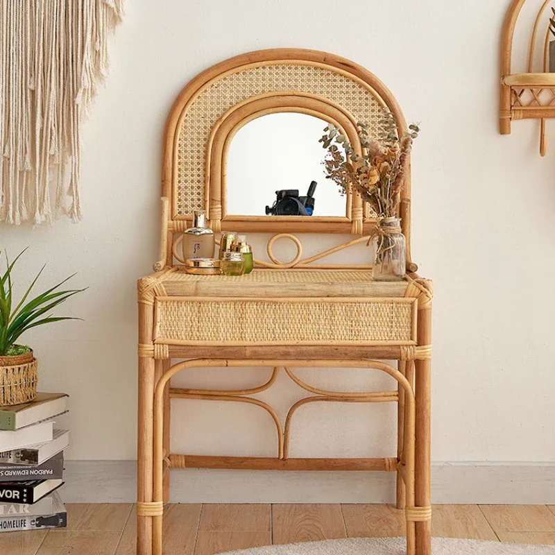 Rattan dresser bedroom high sense modern simple natural rattan bed and breakfast Internet celebrity ins style makeup table