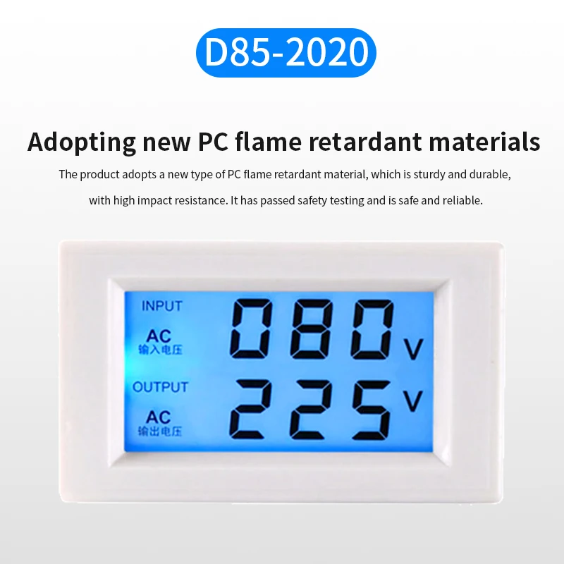 1 pz voltmetro AC 80V-500V doppio display LCD voltmetro amperometro retroilluminazione blu strumento digitale AMP amperometro D85-2020 in bianco e