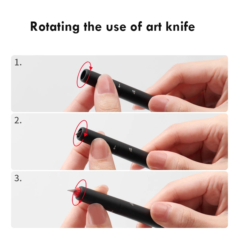 KACO Express Marking Pen Unboxing Knife, 2 in 1 Black Oil-based Markers Rotating Concealed Cutter Portable Office School Supplie