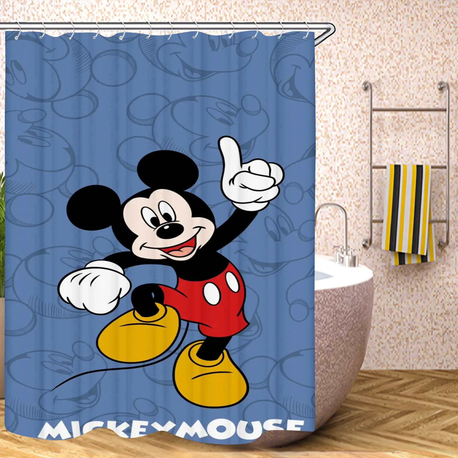 Mickey Cute Funny Luxury Home Printed Bathroom Accessories Shower Curtain Toilet Decor Sets Full Set Waterproof