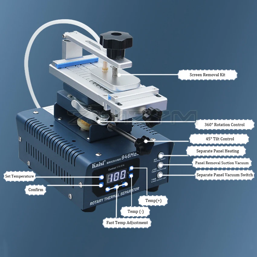 Kaisi 946 MAX Double Pump LCD Screen Separator Rotation Curved Screen Separate Glue Remover Machine Heat-Free Disassembly Repair