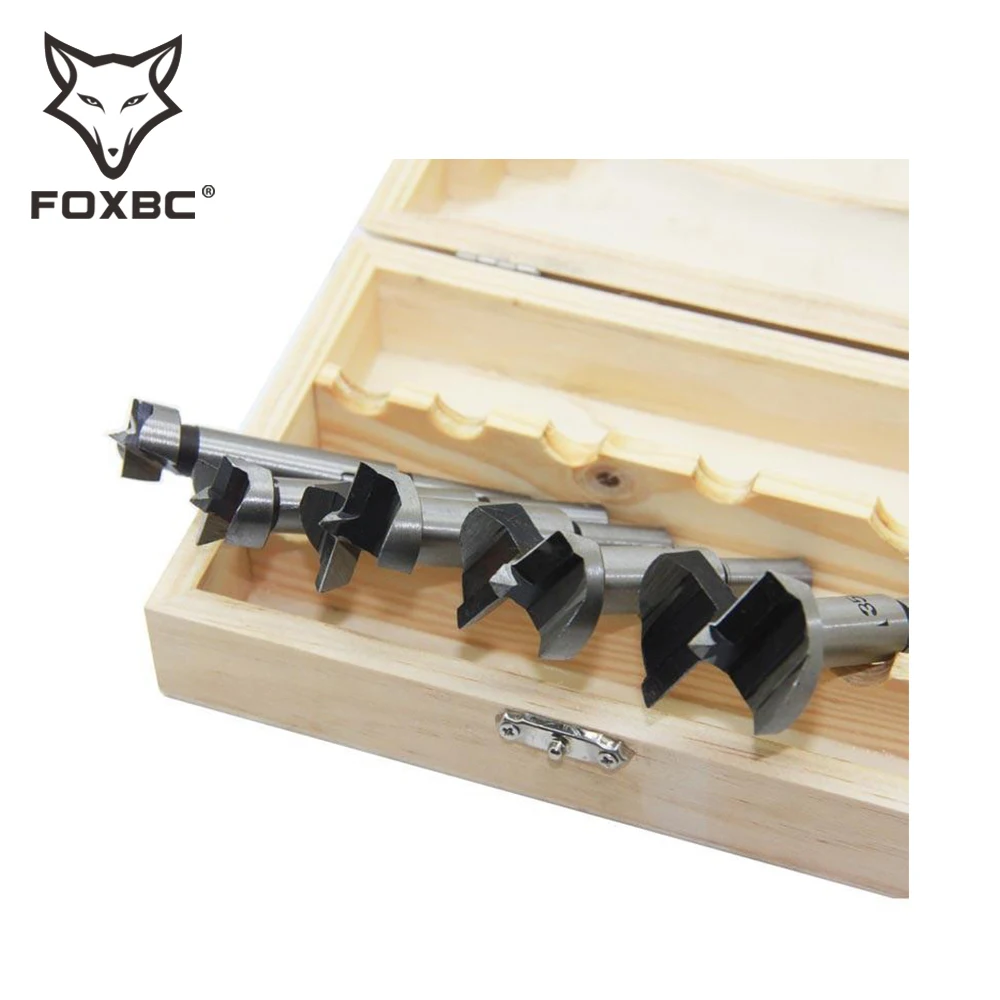 Set di punte per trapano per legno FOXBC 15mm-35mm in acciaio al carbonio ad alto tenore di carbonio per la lavorazione del legno 5 pezzi