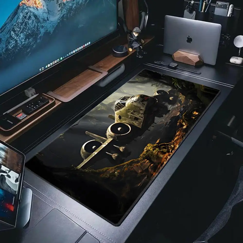 แผ่นรองเมาส์ลายเครื่องบินรบ ขนาดใหญ่พิเศษ XXL สำหรับคอมพิวเตอร์ สำนักงาน เล่นเกม โต๊ะทำงาน ยางกันลื่น รองรับคีย์บอร์ดและเมาส์ แผ่นรองโต๊ะยาว