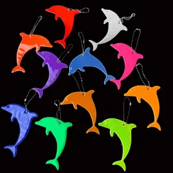 Cute Dolphin Safety Reflector Reflective Keychains Car Keyrings Charm Bag Accessories for Jacket BackPack Strollers Wheelchairs,