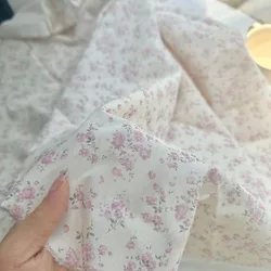 0.5/1/2 Yard 100% Cotton Fabric Gentle Style Pink Floral Print Design for DIY Clothing,Homewear,Bedding, Tablecloths, Curtains